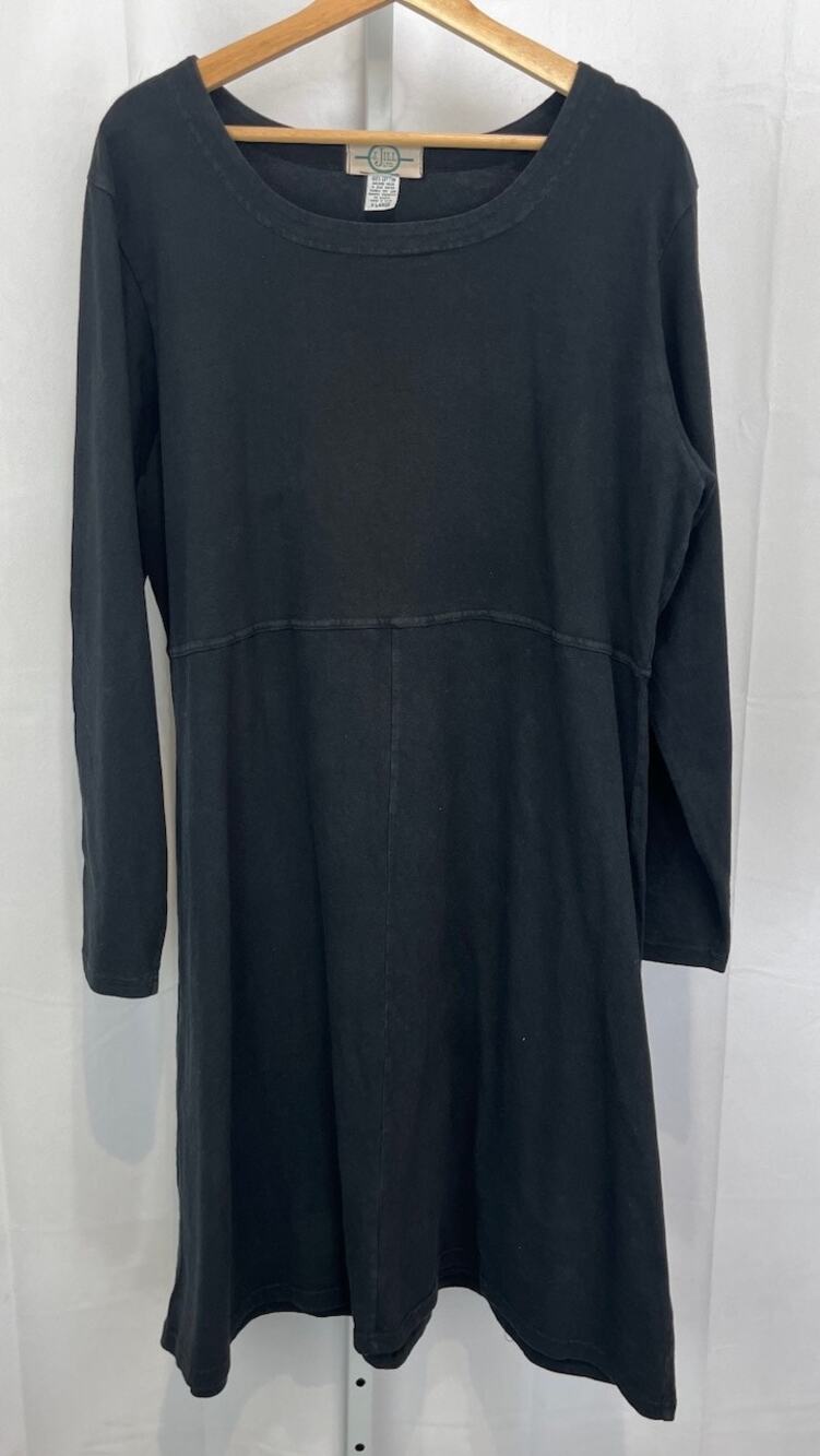 J. JILL Ltd Vintage Cotton Knit Dress Long Sleeve Black USA Size XL
